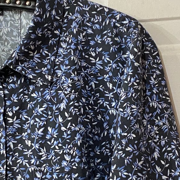 Lafayette 148 Women's Shirt Button Up Tunic Sz XL Long Sleeve Cotton Floral - Picture 3 of 11